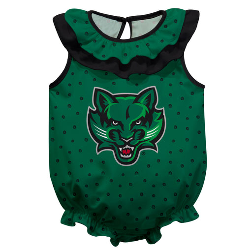 Binghamton Bearcats Swirls Green Sleeveless Ruffle Onesie Logo Bodysuit