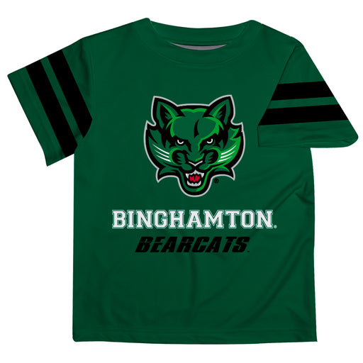 Binghamton University Bearcats Vive La Fete Boys Game Day Green Short Sleeve Tee with Stripes on Sleeves - Vive La Fête - Online Apparel Store