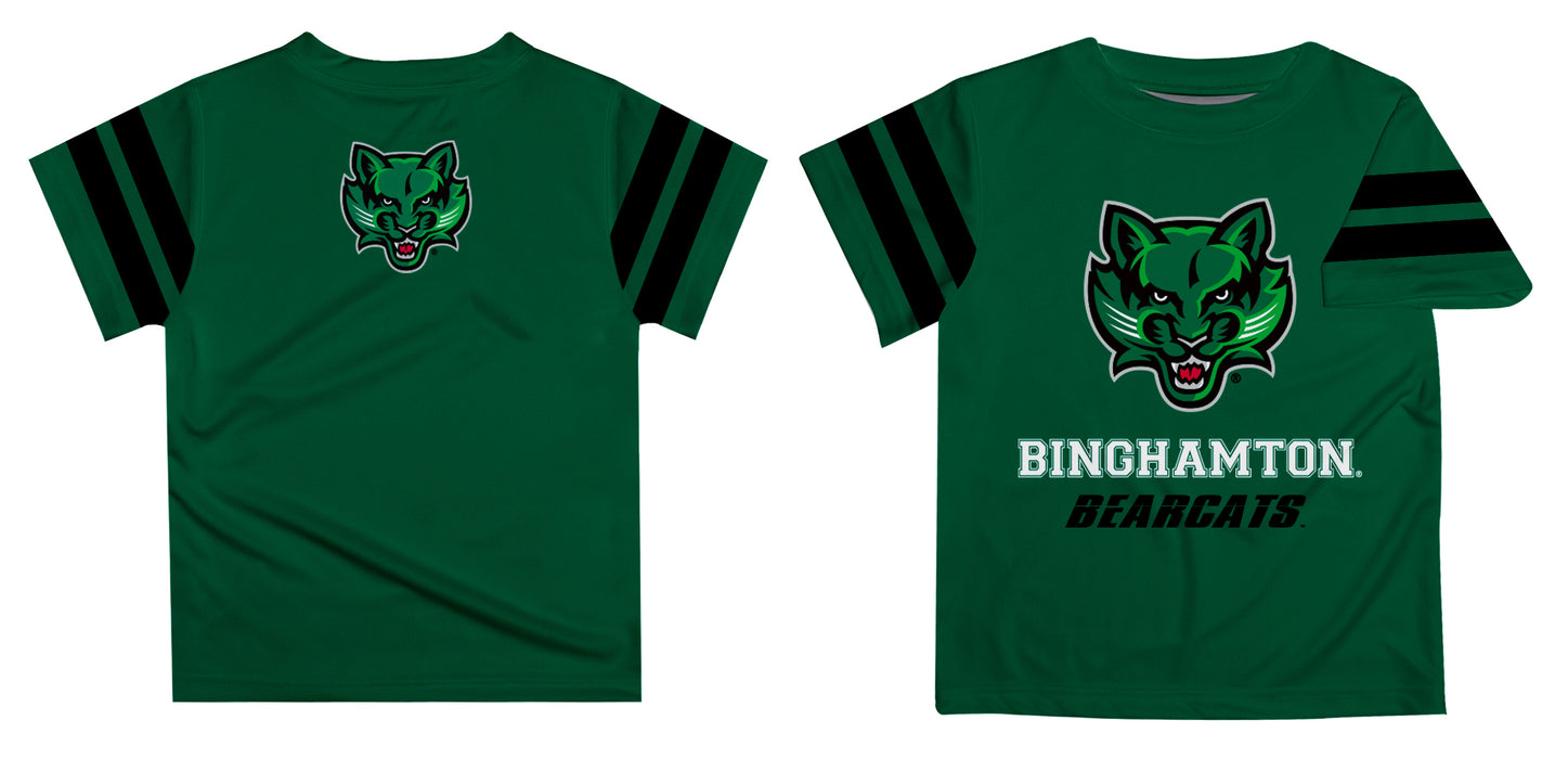 Binghamton University Bearcats Vive La Fete Boys Game Day Green Short Sleeve Tee with Stripes on Sleeves - Vive La Fête - Online Apparel Store