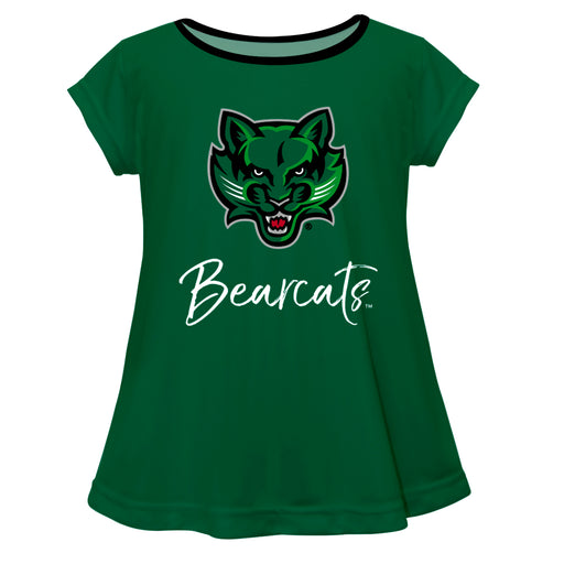 Binghamton University Bearcats Vive La Fete Girls Game Day Short Sleeve Green Top with School Mascot and Name - Vive La Fête - Online Apparel Store