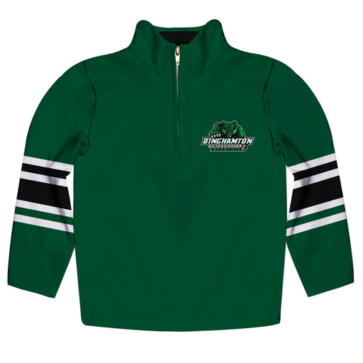 Binghamton University Bearcats Vive La Fete Game Day Green Quarter Zip Pullover Stripes on Sleeves - Vive La Fête - Online Apparel Store