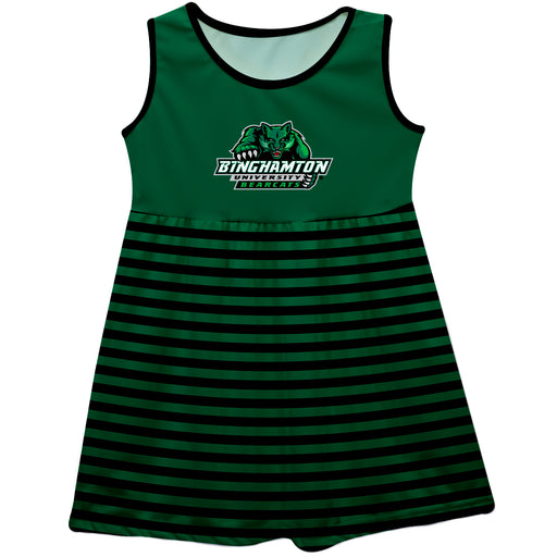 Binghamton University Bearcats Vive La Fete Girls Game Day Sleeveless Tank Dress Solid Green Logo Stripes on Skirt - Vive La Fête - Online Apparel Store