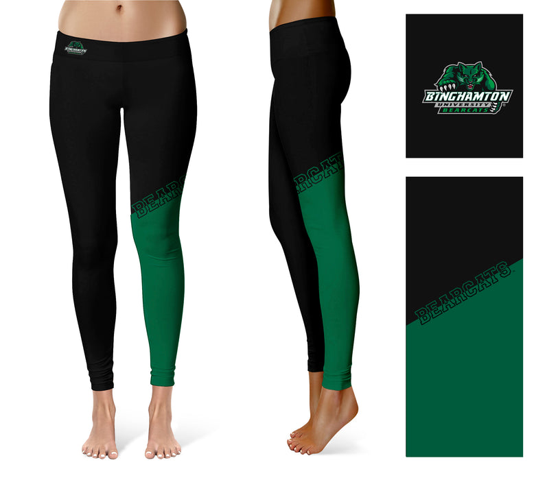 Binghamton Bearcats Vive La Fete Game Day Collegiate Leg Color Block Women Black Green Yoga Leggings - Vive La Fête - Online Apparel Store