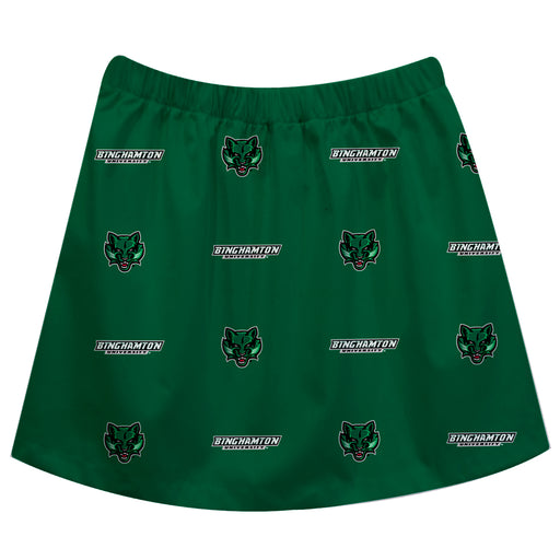 Binghamton University Bearcats Vive La Fete Girls Game Day All Over Logo Elastic Waist Classic Play Green Skirt - Vive La Fête - Online Apparel Store