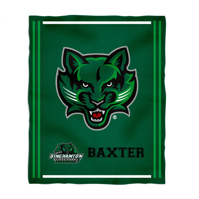 Binghamton University Bearcats Vive La Fete Kids Game Day Green Plush Soft Minky Blanket 36 x 48 Mascot