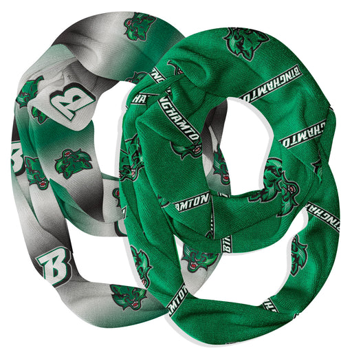 Binghamton Bearcats Vive La Fete All Over Logo Collegiate Women Set of 2 Light Weight Ultra Soft Infinity Scarfs