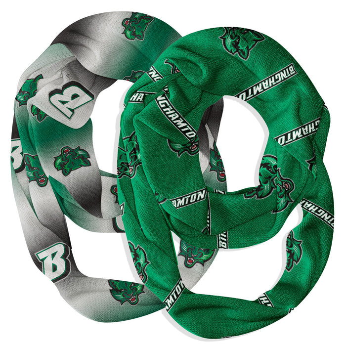 Binghamton Bearcats Vive La Fete All Over Logo Collegiate Women Set of 2 Light Weight Ultra Soft Infinity Scarfs