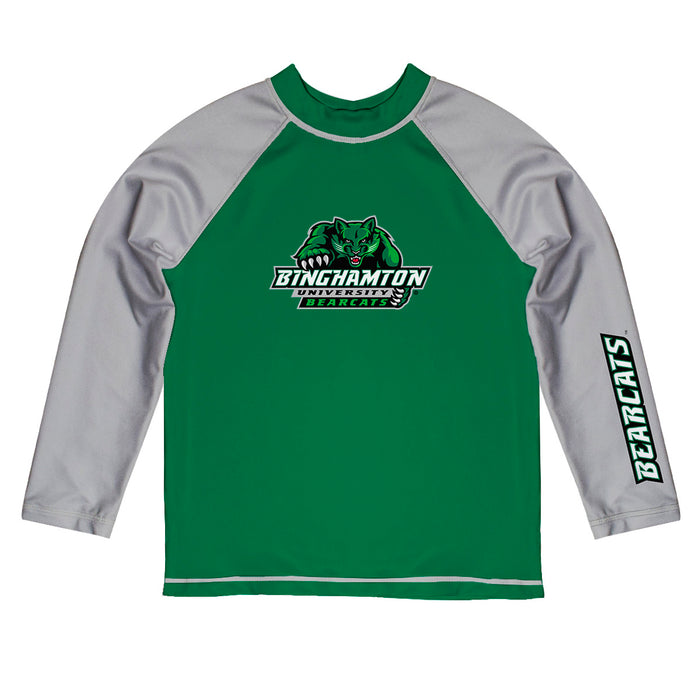 Binghamton Bearcats Vive La Fete Logo Green Gray Long Sleeve Raglan Rashguard