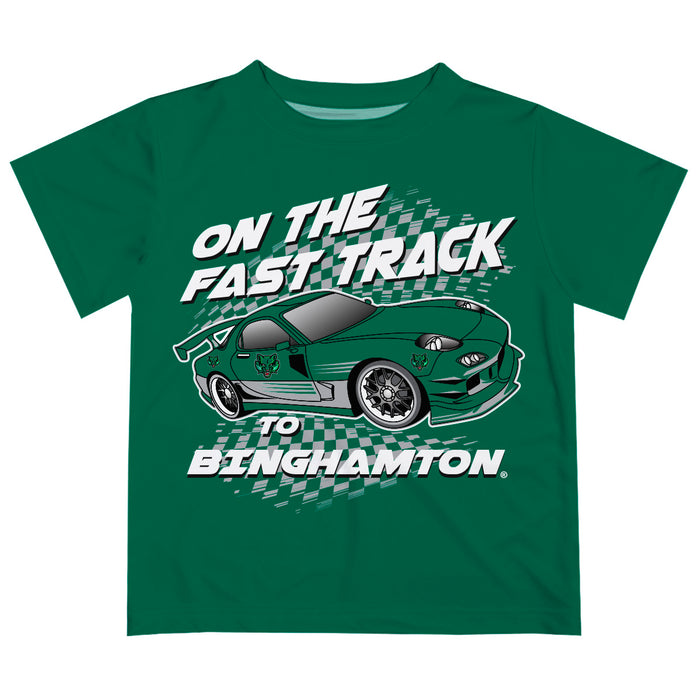 Binghamton University Bearcats Vive La Fete Fast Track Boys Game Day Green Short Sleeve Tee