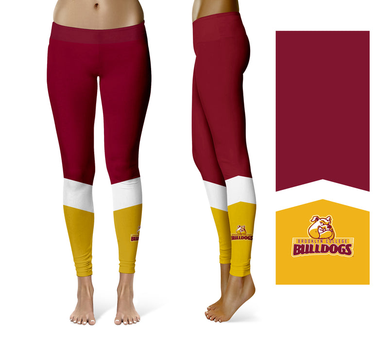 Brooklyn Bulldogs Vive la Fete Game Day Collegiate Ankle Color Block Women Maroon Gold Yoga Leggings - Vive La Fête - Online Apparel Store