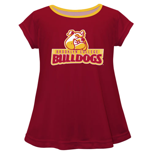 Brooklyn College Bulldogs Vive La Fete Girls Game Day Short Sleeve Maroon Top with School Logo and Name - Vive La Fête - Online Apparel Store