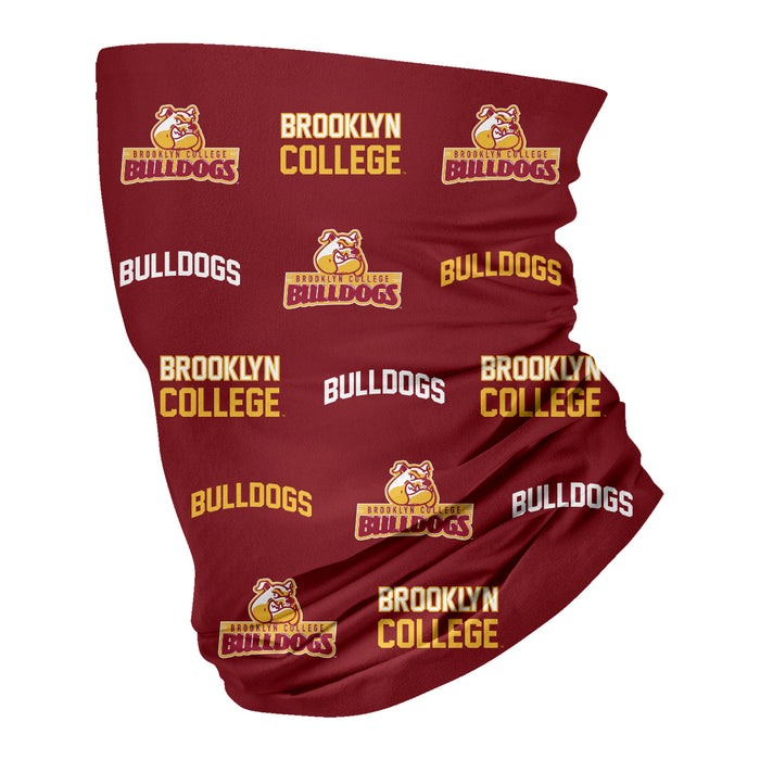 Brooklyn College Bulldogs Neck Gaiter Maroon All Over Logo - Vive La Fête - Online Apparel Store