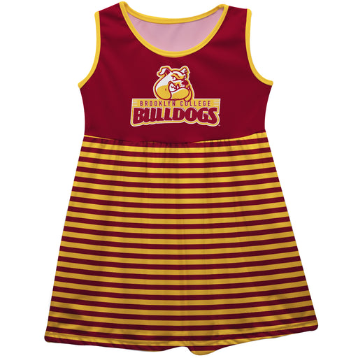 Brooklyn College Bulldogs Vive La Fete Girls Game Day Sleeveless Tank Dress Solid Maroon Logo Stripes on Skirt - Vive La Fête - Online Apparel Store