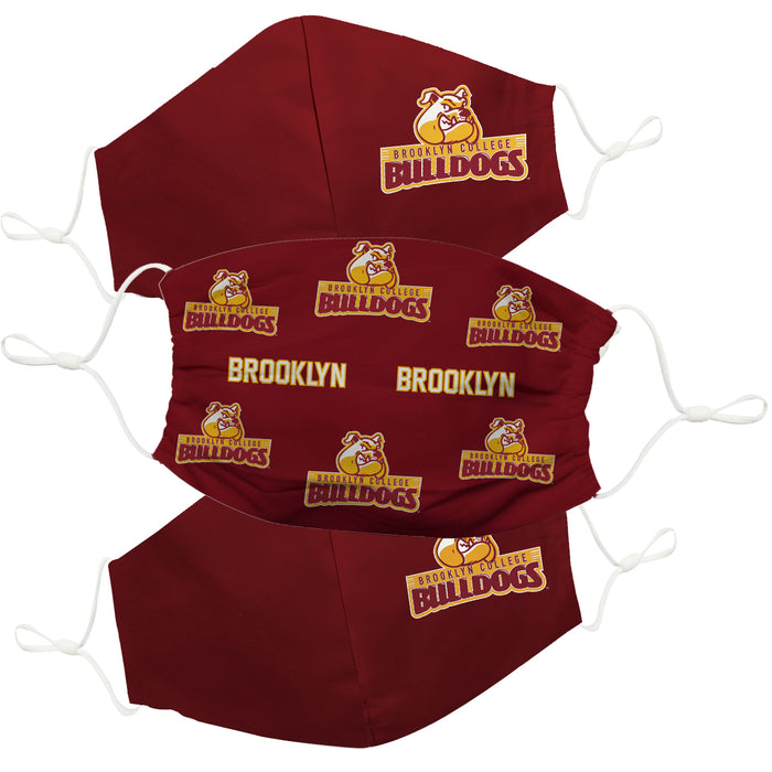 Brooklyn College Bulldogs 3 Ply Vive La Fete Face Mask 3 Pack Game Day Collegiate Unisex Face Covers Reusable Washable - Vive La Fête - Online Apparel Store