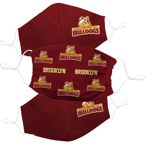 Brooklyn College Bulldogs Face Mask Maroon Set of Three - Vive La Fête - Online Apparel Store