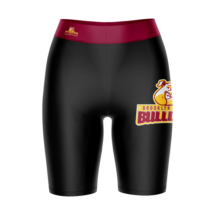 Brooklyn Bulldogs Vive La Fete Game Day Logo on Thigh and Waistband Black and Maroon Women Bike Short 9 Inseam"