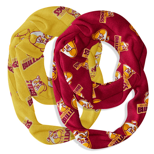 Brooklyn Bulldogs Vive La Fete All Over Logo Game Day Collegiate Women Set of 2 Light Weight Ultra Soft Infinity Scarfs