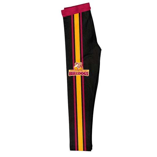 Brooklyn College Bulldogs Vive La Fete Girls Game Day Black with Maroon Stripes Leggings Tights