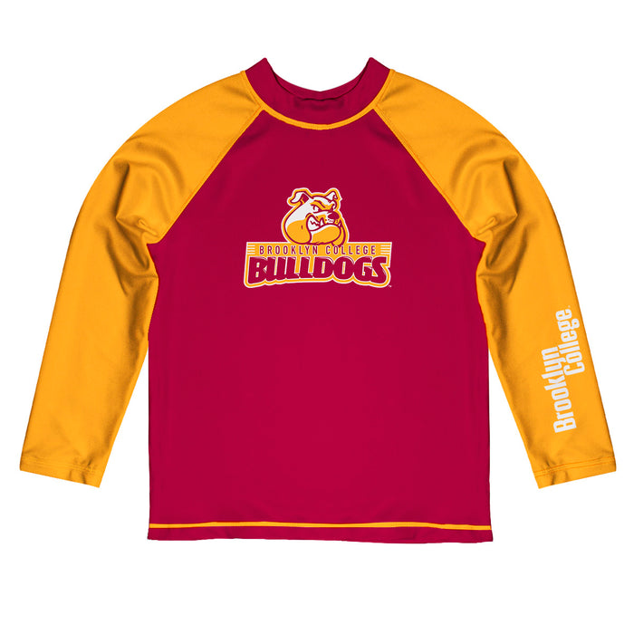 Brooklyn Bulldogs Vive La Fete Logo Maroon Gold Long Sleeve Raglan Rashguard