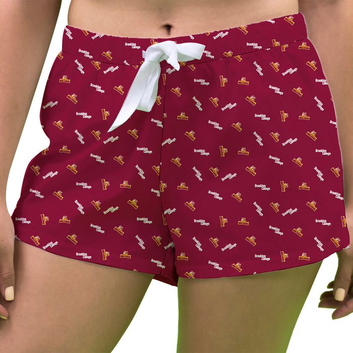 Brooklyn Bulldogs Vive La Fete Game Day All Over Logo Women Maroon Lounge Shorts