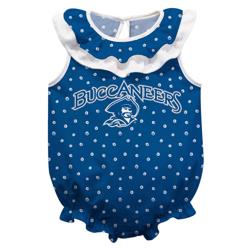 Blinn College Bucaneers Swirls Blue Sleeveless Ruffle Onesie Logo Bodysuit