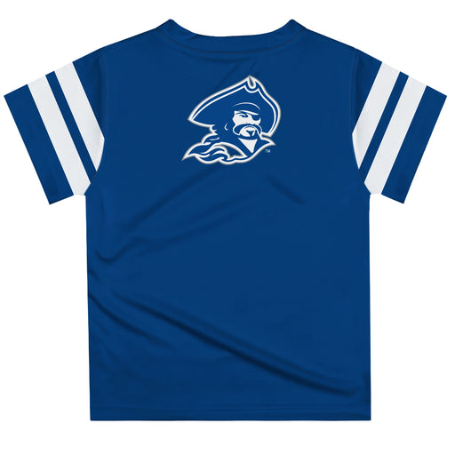 Blinn College Bucaneers Vive La Fete Boys Game Day Blue Short Sleeve Tee with Stripes on Sleeves - Vive La Fête - Online Apparel Store
