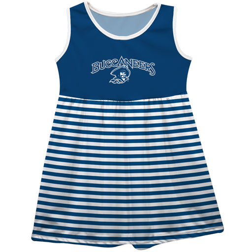 Blinn College Bucaneers Blue and White Sleeveless Tank Dress with Stripes on Skirt by Vive La Fete