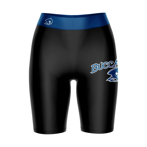 Blinn College Bucaneers Vive La Fete Game Day Logo on Thigh and Waistband Black and Blue Women Bike Short 9 Inseam