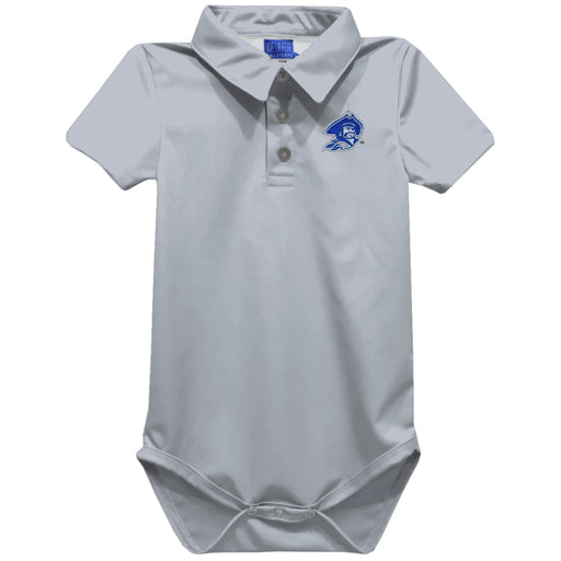 Blinn College Buccaneers Embroidered Gray Solid Knit Polo Onesie