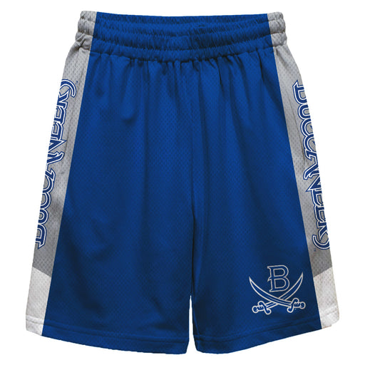Blinn College Buccaneers Vive La Fete Game Day Blue Stripes Boys Solid Gray Athletic Mesh Short