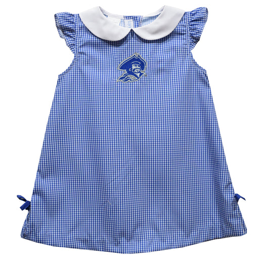 Blinn College Buccaneers Embroidered Royal Gingham A Line Dress