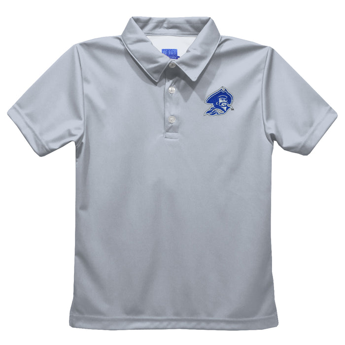 Blinn College Buccaneers Embroidered Gray Short Sleeve Polo Box Shirt
