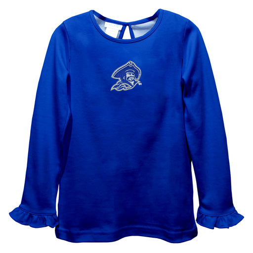 Blinn College Buccaneers Embroidered Royal Knit Long Sleeve Girls Blouse