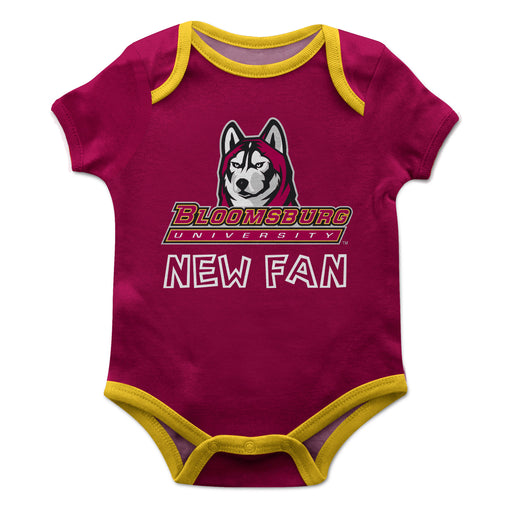 Bloomsburg University Huskies Vive La Fete Infant Game Day Maroon Short Sleeve Onesie New Fan Logo and Mascot Bodysuit