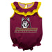 Bloomsburg University of Pennsylvania Huskies BU Maroon Sleeveless Ruffle Onesie Logo Bodysuit by Vive La Fete