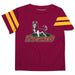 Bloomsburg University Huskies Vive La Fete Boys Game Day Maroon Short Sleeve Tee with Stripes on Sleeves