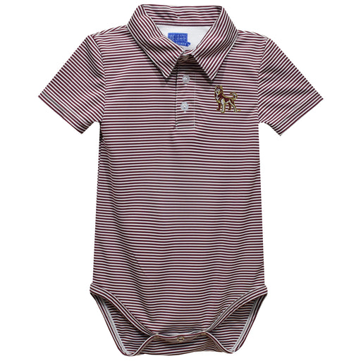 Bloomsburg University Huskies Embroidered Maroon Stripe Knit Polo Onesie