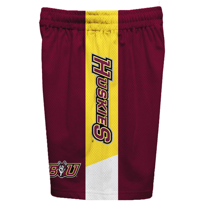 Bloomsburg Huskies Vive La Fete Game Day Maroon Stripes Boys Solid Yellow Athletic Mesh Short - Vive La Fête - Online Apparel Store
