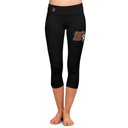 Bloomsburg University Huskies Vive La Fete Game Day Collegiate Large Logo on Thigh and Waist Girls Black Capri Leggings