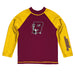 Bloomsburg University Huskies Vive La Fete Logo Maroon Yellow Long Sleeve Raglan Rashguard