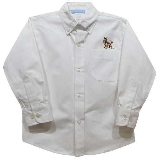 Bloomsburg University Huskies Embroidered White Long Sleeve Button Down Shirt