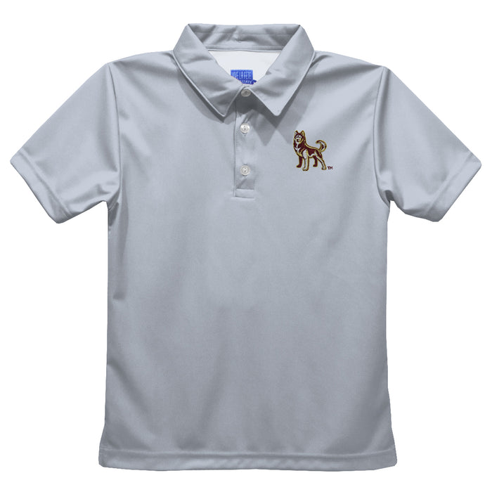 Bloomsburg University Huskies Embroidered Gray Short Sleeve Polo Box Shirt