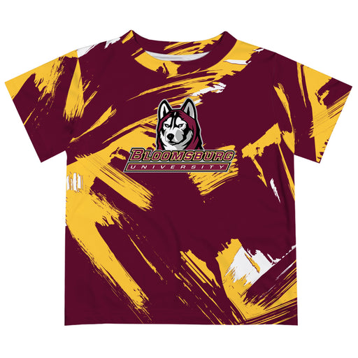 Bloomsburg University of Pennsylvania Huskies BU Vive La Fete Boys Game Day Maroon Short Sleeve Tee Paint Brush