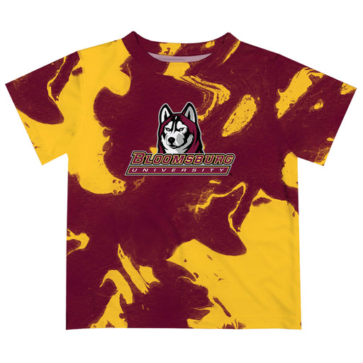 Bloomsburg University of Pennsylvania Huskies BU Vive La Fete Marble Boys Game Day Maroon Short Sleeve Tee