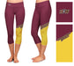 Bloomsburg University Huskies Vive La Fete Game Day Collegiate Leg Color Block Women Maroon Gold Capri Leggings - Vive La Fête - Online Apparel Store