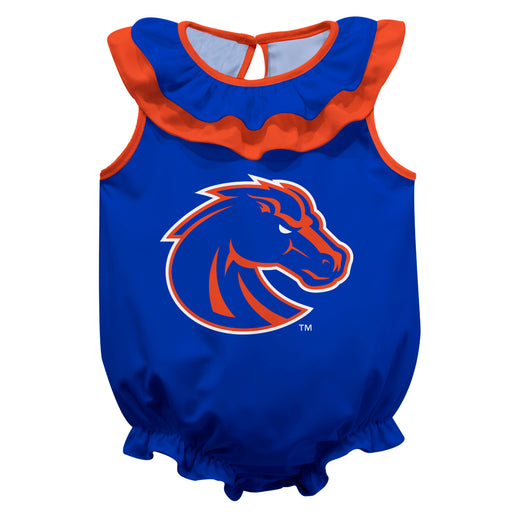 Boise State University Broncos Blue Sleeveless Ruffle Onesie Logo Bodysuit by Vive La Fete