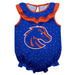 Boise State Broncos Swirls Blue Sleeveless Ruffle Onesie Logo Bodysuit