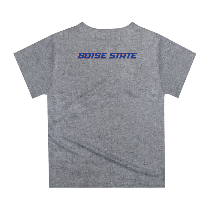 Boise State University Broncos Original Dripping Football Helmet Heather Gray T-Shirt by Vive La Fete - Vive La Fête - Online Apparel Store