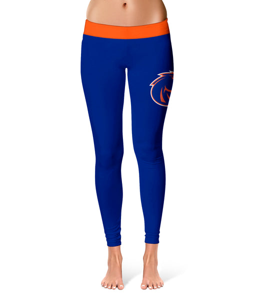 Boise State University Broncos Vive La Fete Game Day Collegiate Logo on Thigh Blue Women Yoga Leggings 2.5 Waist Tights" - Vive La Fête - Online Apparel Store
