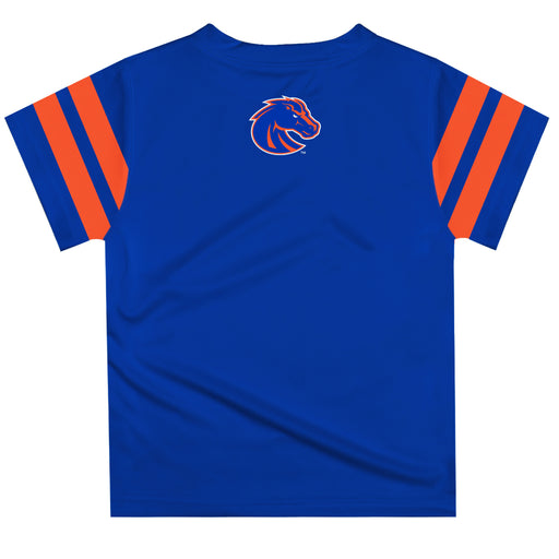 Boise State University Broncos Vive La Fete Boys Game Day Blue Short Sleeve Tee with Stripes on Sleeves - Vive La Fête - Online Apparel Store